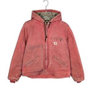 Vintage Carhartt Jacket Women's Medium Pink WJ141 VRS Sherpa Lined Rose Active